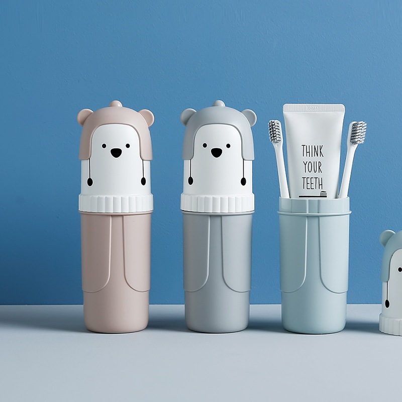 Ống đựng bàn chải kem đánh răng hoạ tiết gấu hoạt hình cute 20x6.5cm
