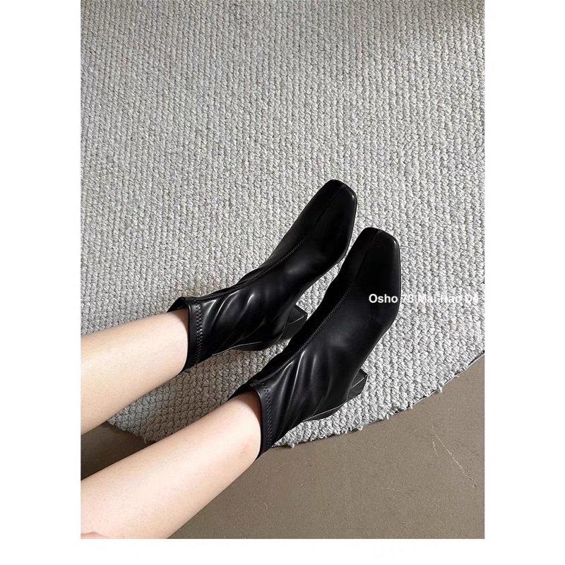 Boot Nữ Cao Cấp OSHO Thiết Kế Mũi Vuông, Ôm Chân Tôn Dáng, Chất Da Bò Dễ Vệ Sinh Q2801-1