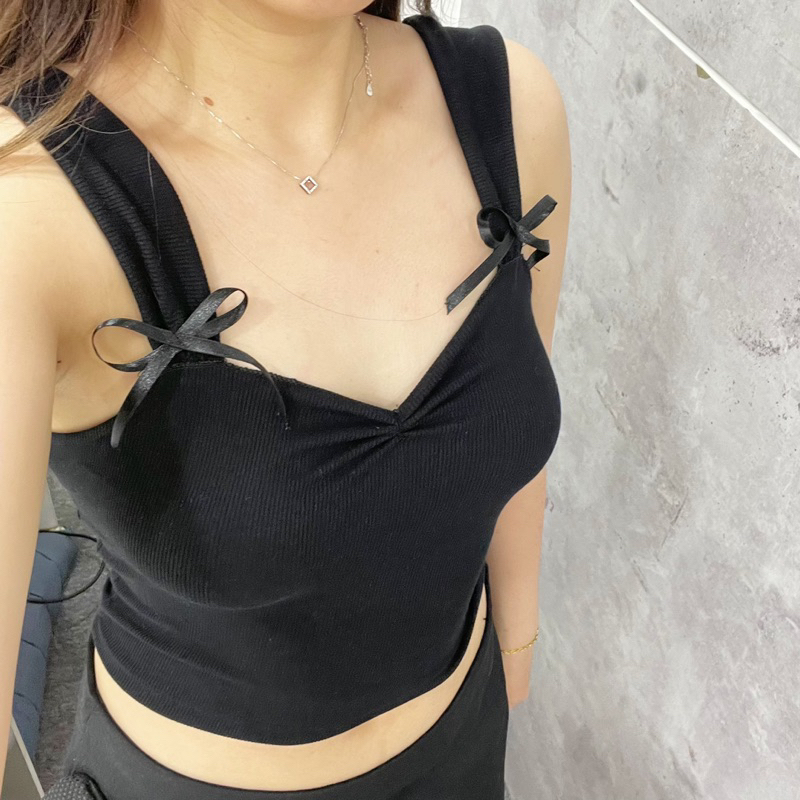 Áo Kiểu 2 Dây Phối Nơ Ôm Ngực
