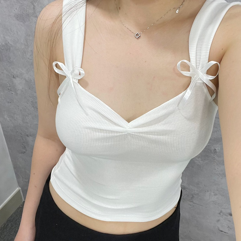 Áo Kiểu 2 Dây Phối Nơ Ôm Ngực
