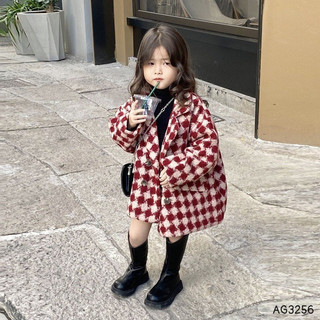 Áo khoác dạ kẻ caro bé gái