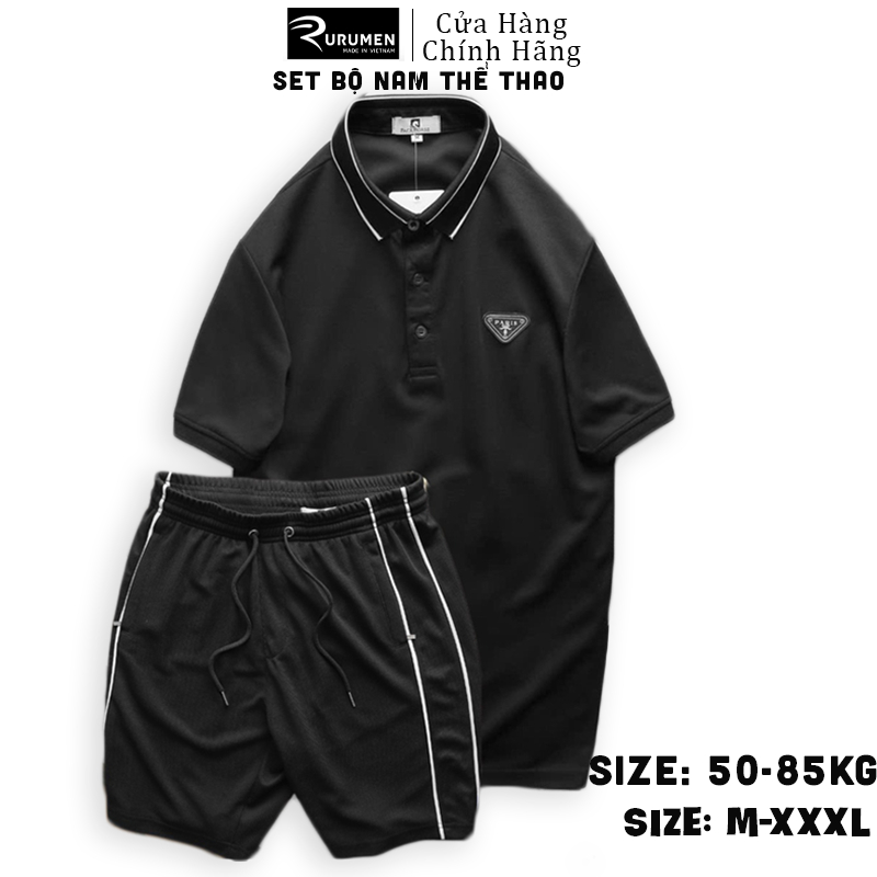 Set Bộ Thun Nam Áo Polo Tay Ngắn Boy Phố Quần Short Thun Lạnh Mùa Hè RURUMEN