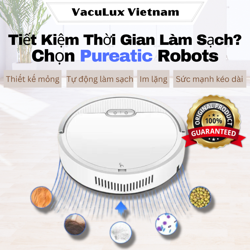 Máy Hút Bụi Robot có Chức Năng Lau | V2 Robot Vaccum | Tự Động Làm Sạch, Nhận Dạng Vật Thể | VacuLux Vietnam