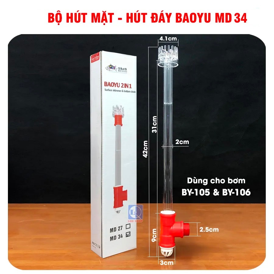 Bộ hút mặt, hút đáy cho máy bơm hồ cá Baoyu MD-27 và MD-34