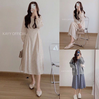 Váy đầm nữ hoa nhí tiểu thư có dây đai eo tôn dáng ulzzang Hàn Quốc