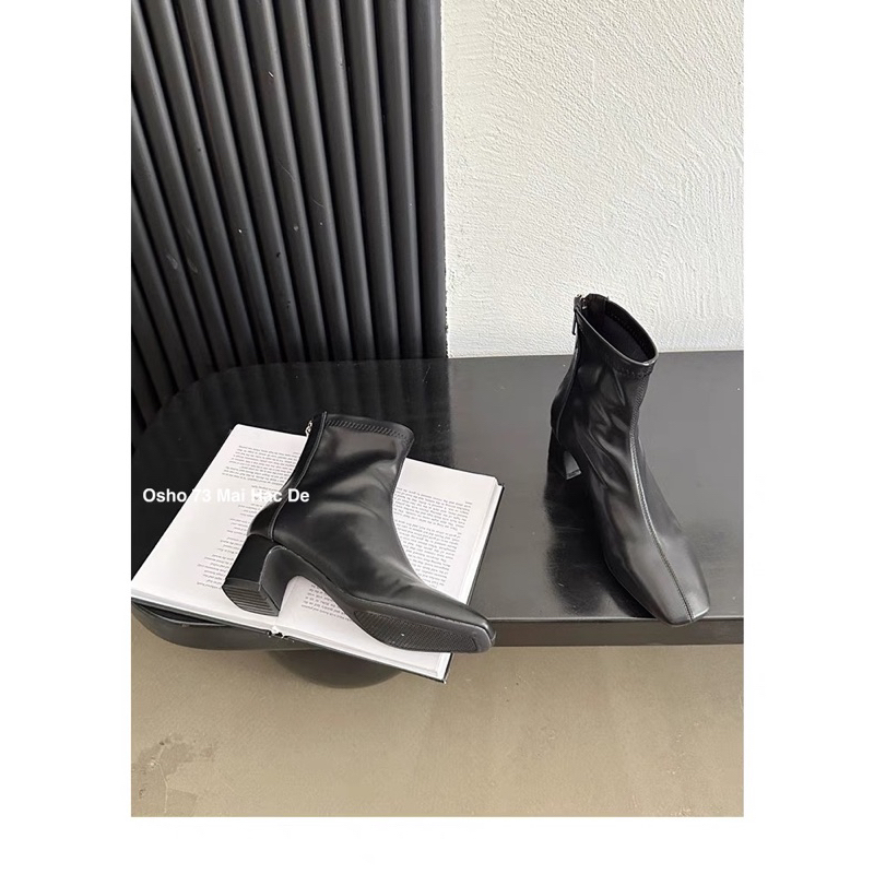 Boot Nữ Cao Cấp OSHO Thiết Kế Mũi Vuông, Ôm Chân Tôn Dáng, Chất Da Bò Dễ Vệ Sinh Q2801-1