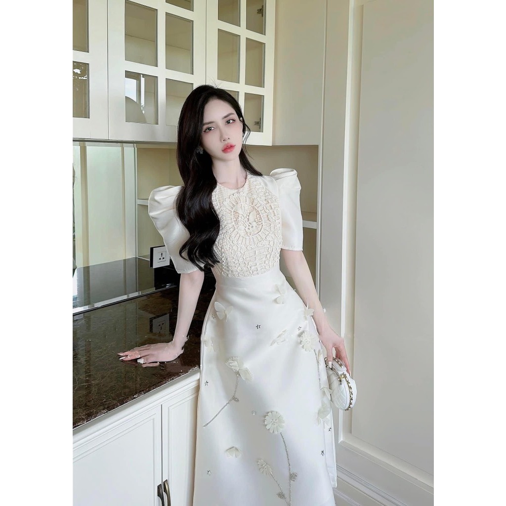 Váy ren đan đính hoa sang chảnh