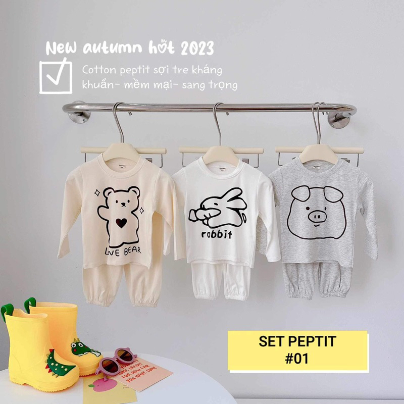 Sét 3bộ bé trai bé gái chất pettin  mềm mịn