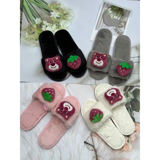 DÉP LÔNG NỮ ĐẾ 2CM QUAI NGANG GẤU DÂU ĐẾ CHỐNG TRƯỢT