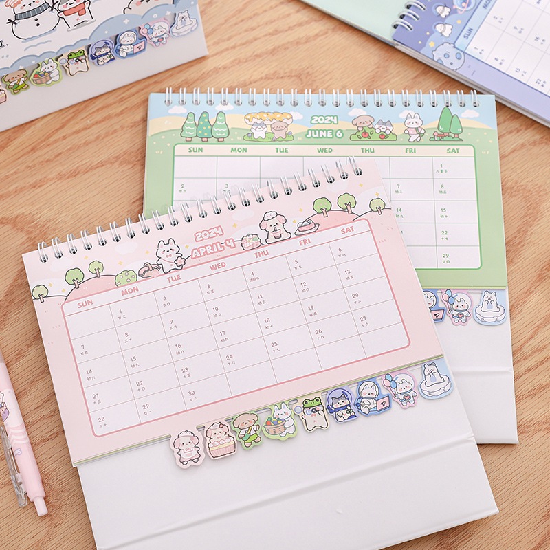Lịch Để Bàn 2024 Sticker, Lịch Dễ Thương Có Nhãn Dán Hoạt Hình