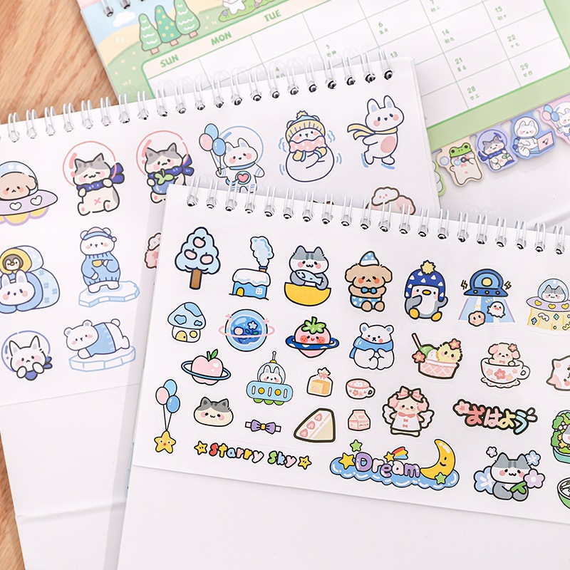 Lịch Để Bàn 2024 Sticker, Lịch Dễ Thương Có Nhãn Dán Hoạt Hình