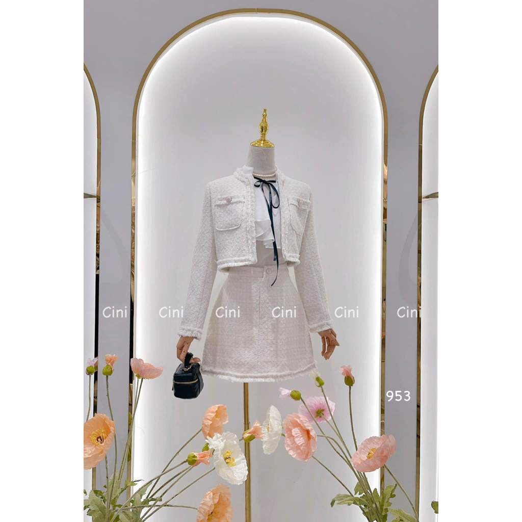 Set dạ áo váy màu be