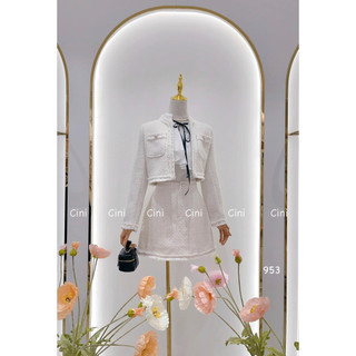 set dạ áo váy màu be