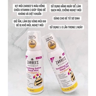 (Date T3/2026) Xịt mũi Zarbees lô hội giúp vệ sinh mũi cho bé