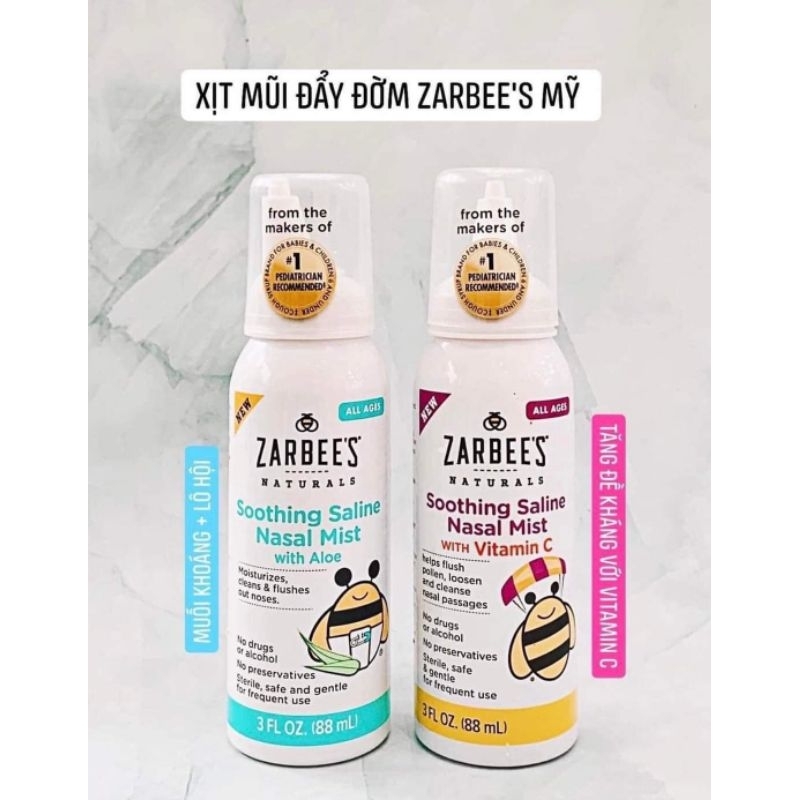 (Date T3/2026) Xịt mũi Zarbees lô hội giúp vệ sinh mũi cho bé