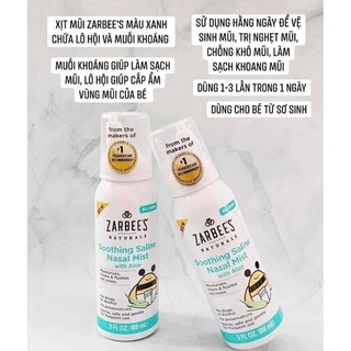 (Date T3/2026) Xịt mũi Zarbees lô hội giúp vệ sinh mũi cho bé