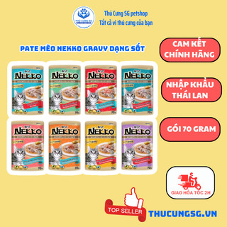 Pate Nekko Gravy cho mèo(dạng sốt) gói 70g,thức ăn cho mèo chính hãng,có tem phụ
