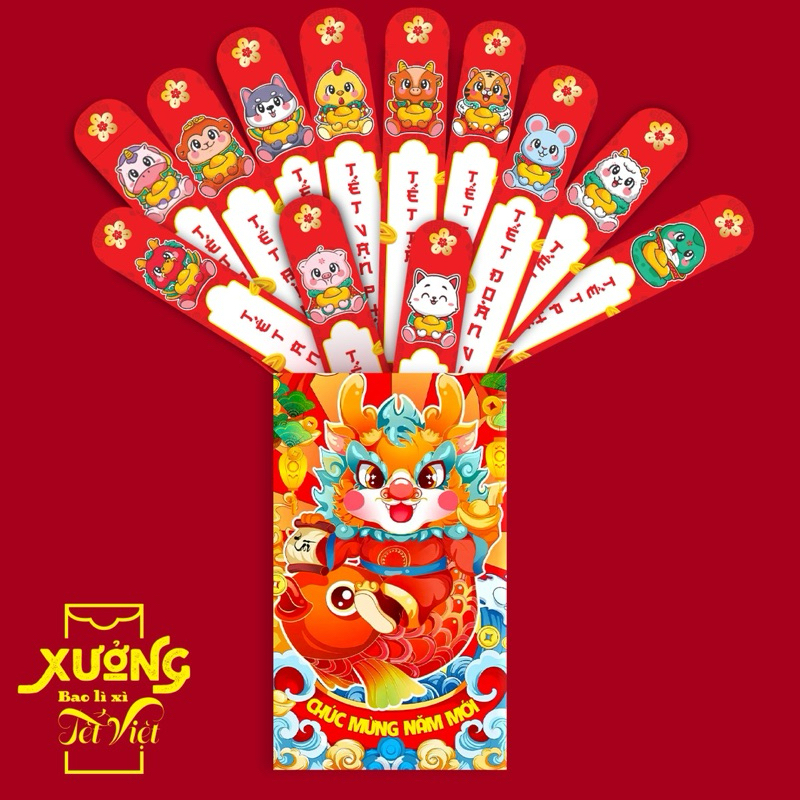 Bộ Lì Xì Gieo Quẻ Mẫu Mới Tết 2024 Giáp Thìn PUKAPI