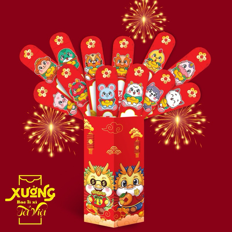 Bộ Lì Xì Gieo Quẻ Mẫu Mới Tết 2024 Giáp Thìn PUKAPI