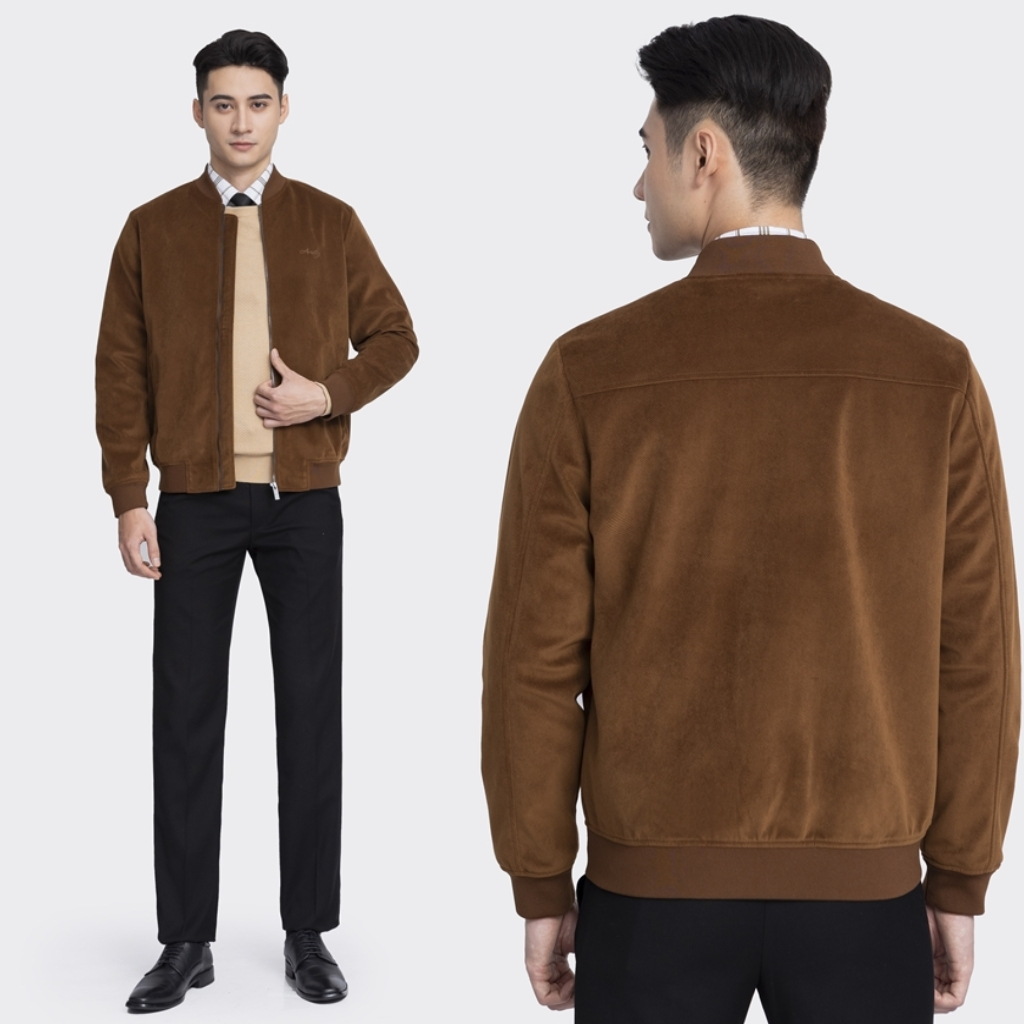 Áo khoác bomber 2 lớp nam Aristino AJK002W3 Jacket dáng Regular fit suông vừa cổ bomber thời trang trơn màu vải Polyeste