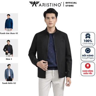 Áo khoác gió 2 lớp nam Aristino AJK006W2 Jacket dáng Regular fit suông vừa cổ bẻ lịch sự trơn màu vải Polyester