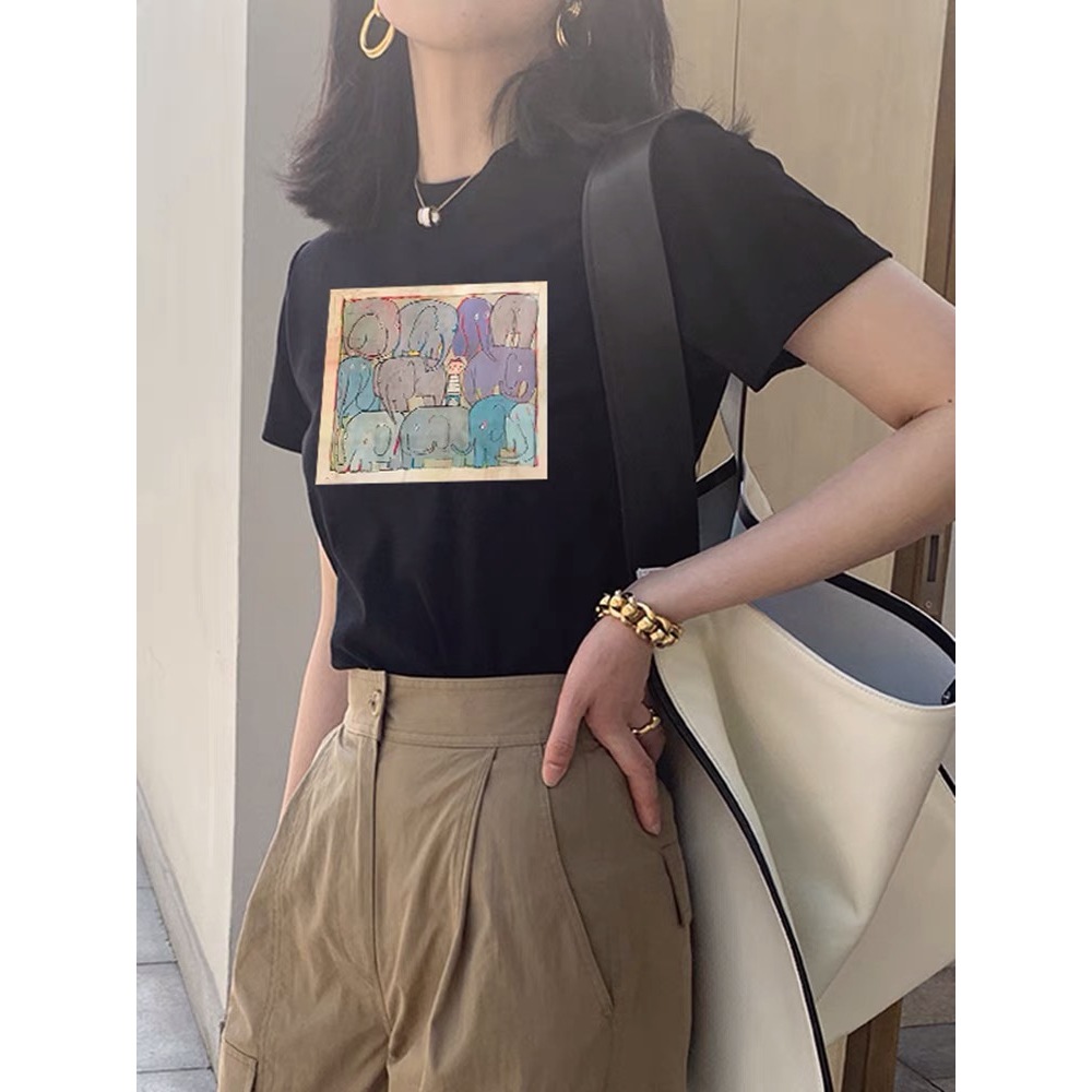 Áo Thun Baby Tee Croptop Tay Ngắn Dáng Ôm Vải Cotton In Họa Tiết Thời Trang Mùa Hè Cho Nữ MA116