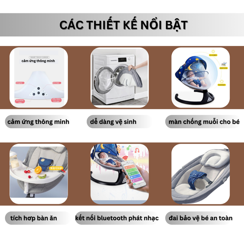 Nôi điện tự động bập bênh cao cấp COCOBEE có thể gấp gọn đa năng, điều khiển từ xa, có phát nhạc