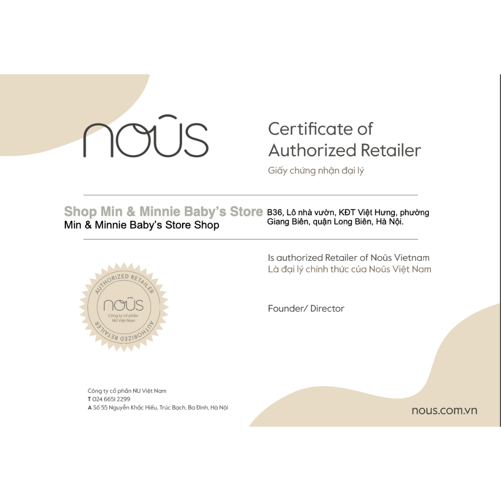 Set phụ kiện Mũ - Yếm - Bao Tay Bao Chân Nous chính hãng cho bé sơ sinh