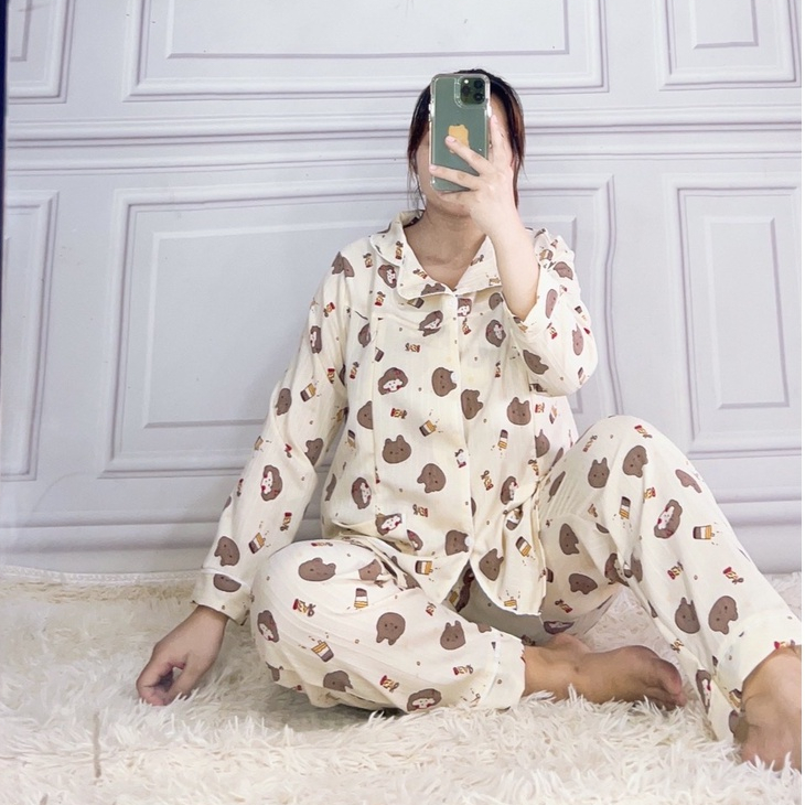 Bộ bầu sau sinh Pijama, dài tay, chất đũi tăm thông thoáng Thu Đông BD67