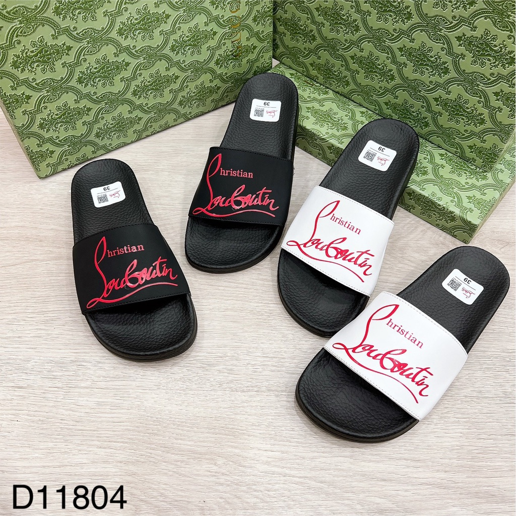 Dép Louboutin LC In Chữ Siêu Chất Dép Lê Quai Ngang Nam Louboutin Chữ Thêu Cực Đẹp hot trend 2023
