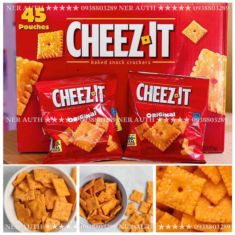 Bánh phô mai giòn Cheez It Baked Snack Crackers 100% Real Cheese gấp đôi phô mai tươi của Mỹ