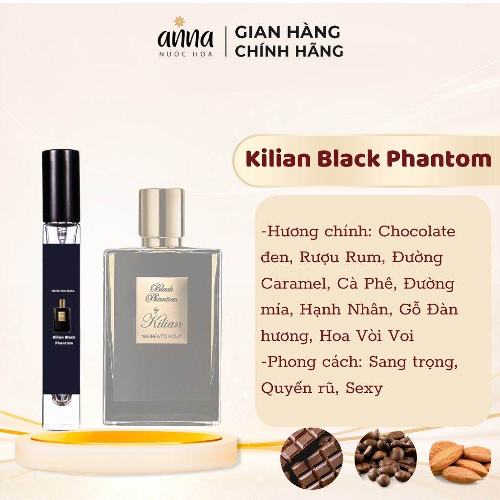 Nước hoa nam nữ Kilian Black Phantom EDP chiết 10ml Mẫu thử nước hoa chiết nam Killian cao cấp hương vani ngọt ngào