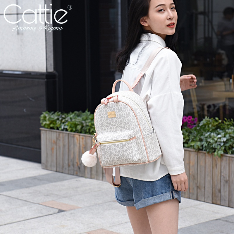 Balo da Đi Học Balô Da Thời Trang Nữ Ba lo Lv Da Pu Cao Cấp Cặp Đi Học Ulzzang chống nước dễ thương CATTIE CB003