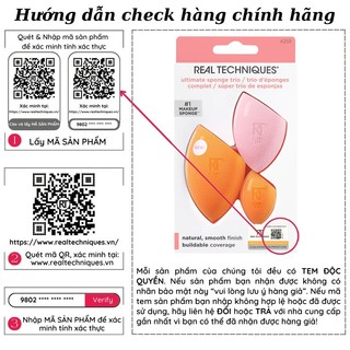 Mút Trang Điểm Nền, Phấn ,Má Hồng Real Techniques Ultimate Makeup Sponge Blending And Setting Trio