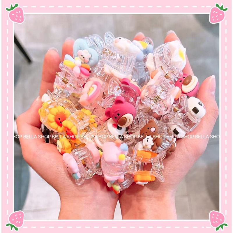 Kẹp Tóc Mini Gấu Dâu Ngẫu Nhiên Dễ Thương Ngộ Nghĩnh