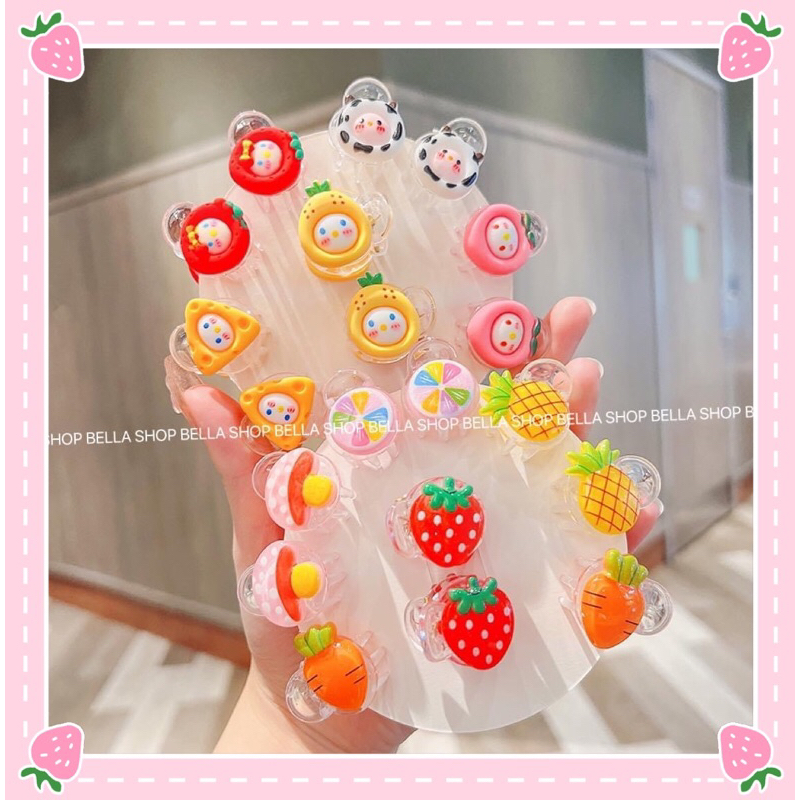 Kẹp Tóc Mini Gấu Dâu Ngẫu Nhiên Dễ Thương Ngộ Nghĩnh