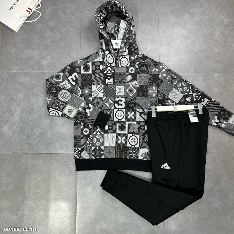 Bộ thể thao có mũ dài tay dáng hodie cho Nam năm 2023