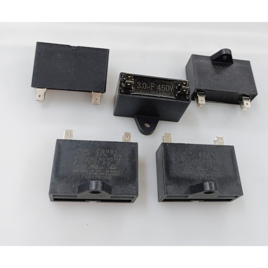 Combo 5 tụ quạt và tụ điều hòa 4 chân cắm 3uF/450v