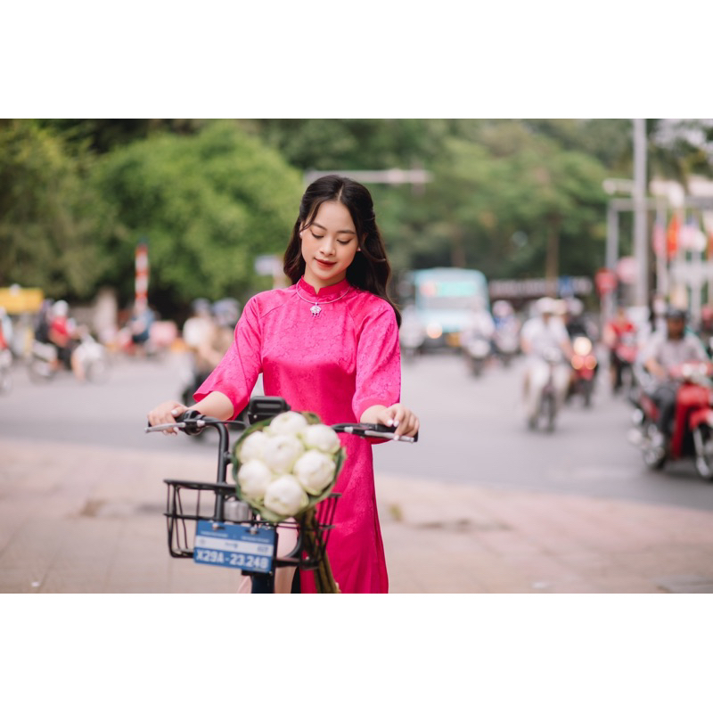 Áo dài Sen Hồng dáng xuông