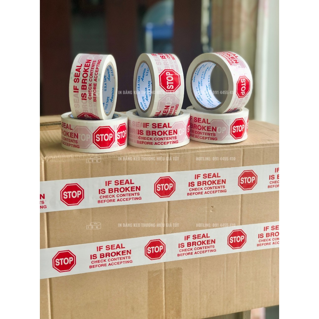 Cuộn băng keo NIÊM PHONG, CẢNH BÁO, dán thùng