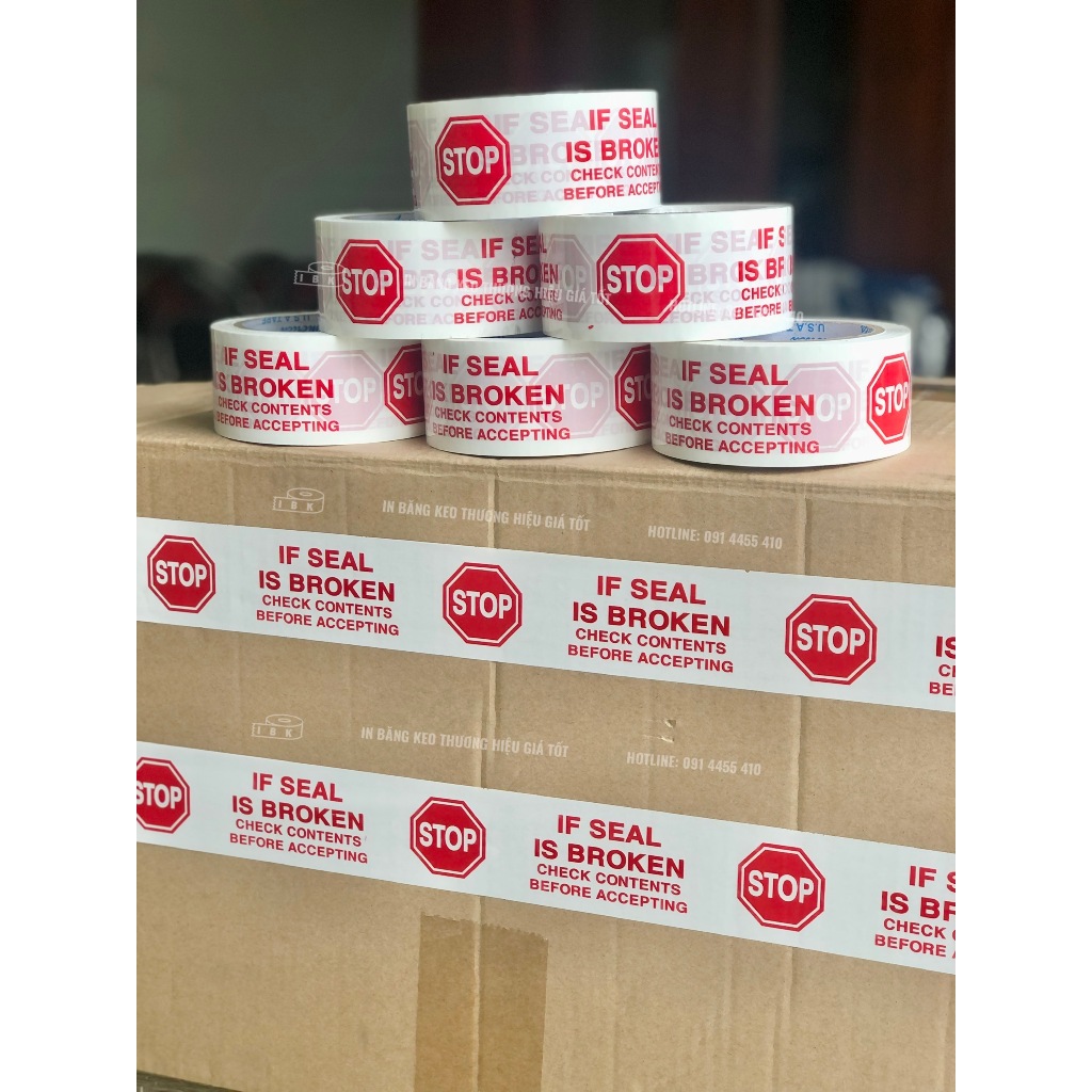 Cuộn băng keo NIÊM PHONG, CẢNH BÁO, dán thùng