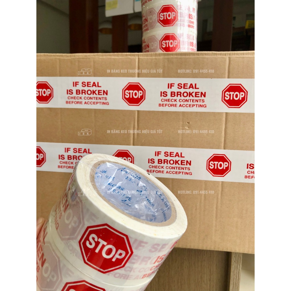 Cuộn băng keo NIÊM PHONG, CẢNH BÁO, dán thùng