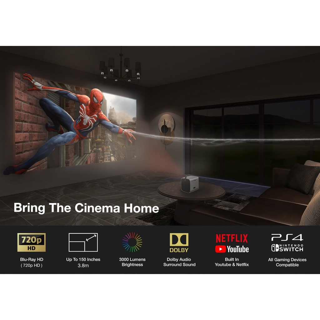 Máy chiếu Android Q3 PRO Mini 8500 Lumens HD 1080P 4K WiFi LED Projector.