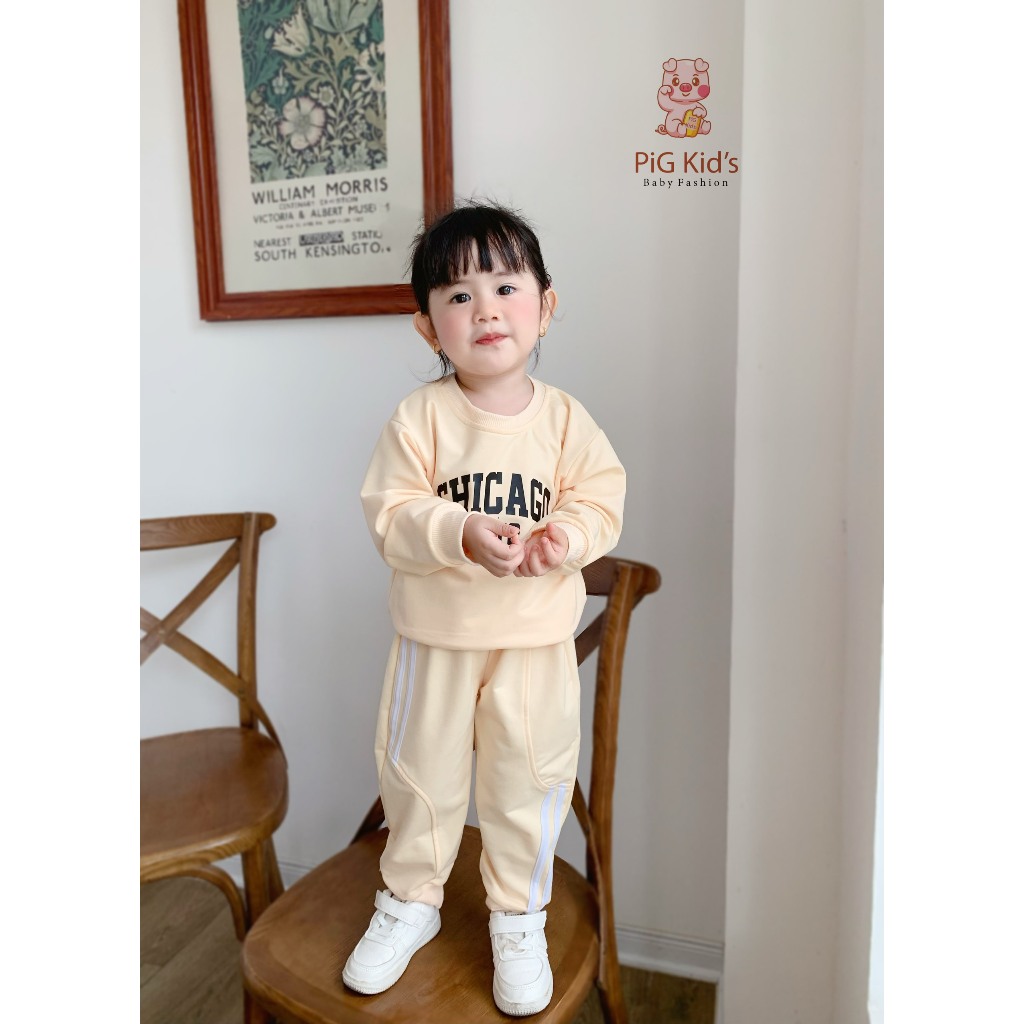 Bộ thu đông da cá thể thao unisex cho bé, bộ thu đông dài tay phong cách thể thao cho bé