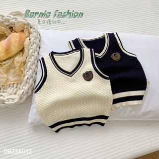  Áo gile len thừng phối viền phong cách Hàn Quốc áo gile bé trai hàng Bernie 