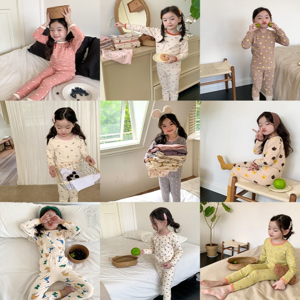 Bộ Thu Đông Bé Gái, Bộ Ngủ Dài Tay Ambb Kids Chính Hãng Cho Bé Từ 1-5 Tuổi ( 8-27kg)