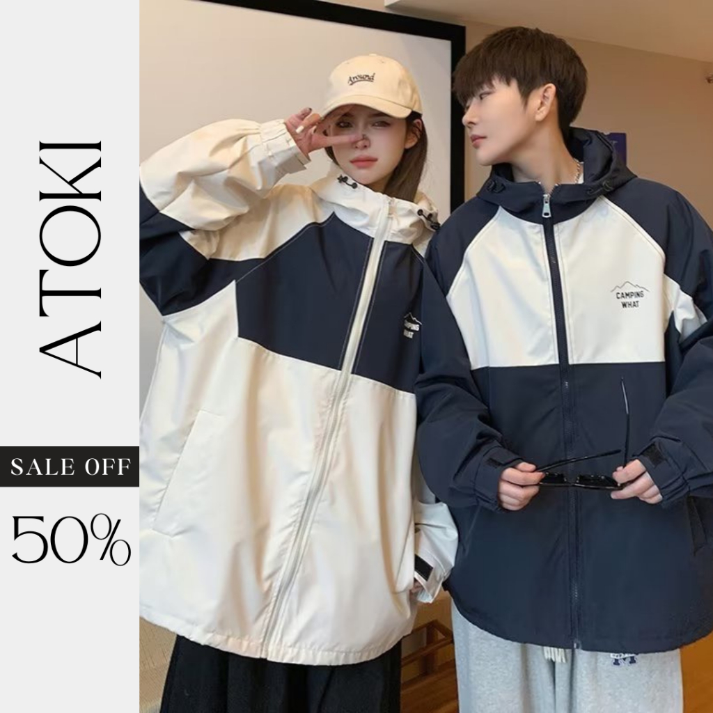 Áo  khoác phối màu unisex có mũ form rộng ATOKI 415 p4k15