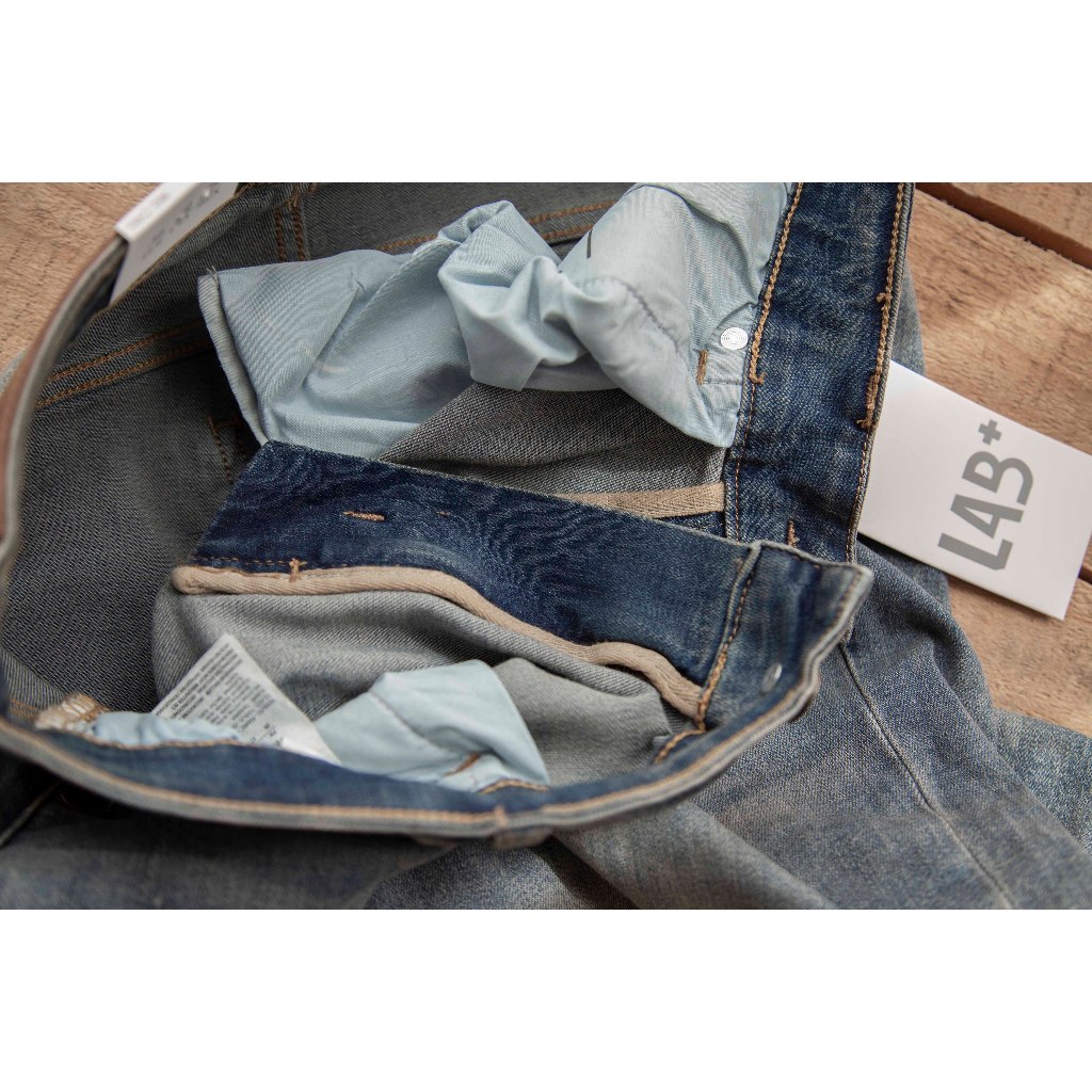 Quần jean nam LAB+ COTTONLAB quần bò nam màu xanh wash chất co giãn cao cấp from slimfit -LAB230902