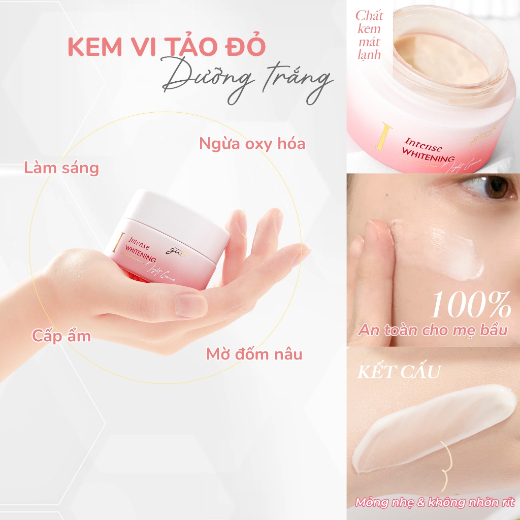 Kem Dưỡng Da Trắng cho bà bầu ẩm mịn hồng hào tự nhiên 100% thiên nhiên -Kem Vi Tảo Đỏ GUO 30gr