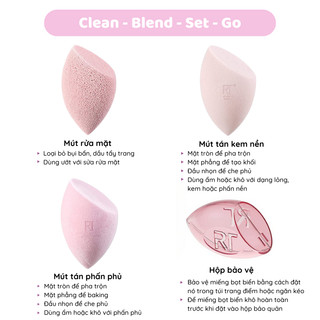 set 4 mút tán RT REAL TECHNIQUES Limited Edition Cleanse, Blend, Set and Go Makeup Sponge Set